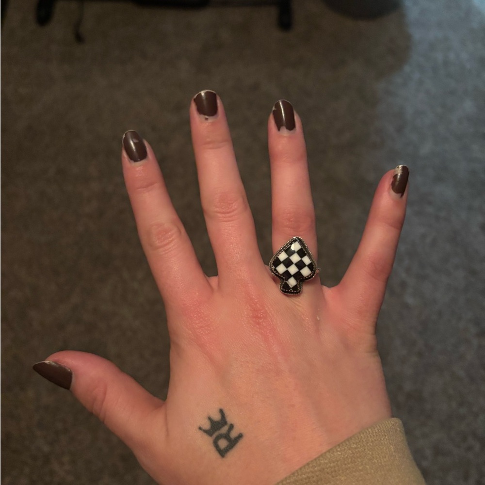 Checkered Spade Ring size 7
